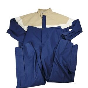 Vintage Tourney Gore-Tex Rain Suit Mens XXL Blue Tan Jacket Pants Set Snow 2XL